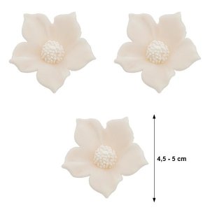 Duże kwiaty cukrowe na tort CLEMATIS 3szt ecru