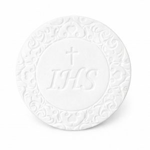 Dekoracja cukrowa na Tort komunijny HOSTIA - IHS wzór 4 Serduszko