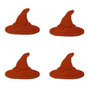 Cukrowa dekoracja na tort BRĄZOWY KAPELUSZ HALLOWEEN 5cm 4szt