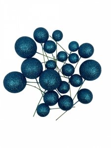 Toppery do dekoracji KULKI BROKATOWE NIEBIESKIE 20 szt.