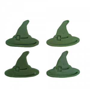 Cukrowa dekoracja na tort ZIELONY KAPELUSZ HALLOWEEN 5cm 4szt