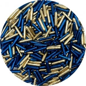 Posypka Cukrowa Pałeczki Makaroniki Granatowo-Złote 20g