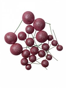 Toppery do dekoracji KULKI BROKATOWE RÓŻOWE 20 szt.