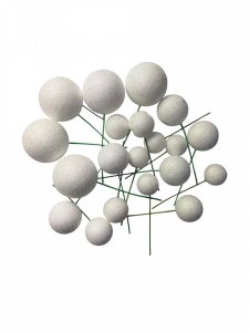 Toppery do dekoracji KULKI BROKATOWE BIAŁE 20 szt.