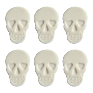 Cukrowa dekoracja na tort CZASZKI HALLOWEEN DUŻE 7cm 6szt