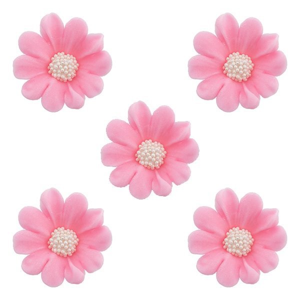 Duże kwiaty cukrowe na tort STOKROTKA 5szt różowe