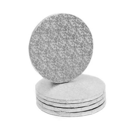 Podkład pod tort okrągły gruby (12mm) SREBRNY 35cm - Modecor