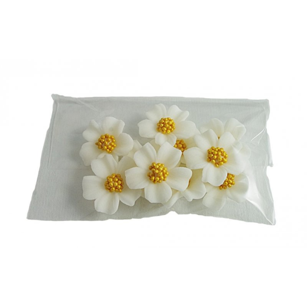 Kwiatki cukrowe na tort NIEZAPOMINAJKA 10szt białe