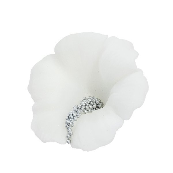 Cukrowy HIBISKUS kwiatek z masy cukrowej - BIAŁY 1szt