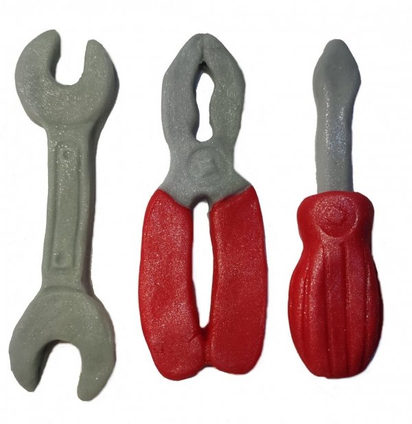 Dekoracja cukrowa na tort narzędzia ZESTAW MECHANIK 3 szt