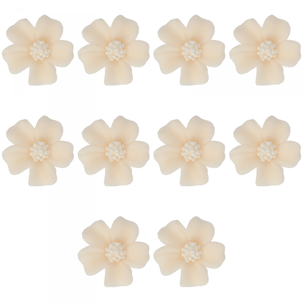 Kwiatki cukrowe na tort NIEZAPOMINAJKA 10szt ecru