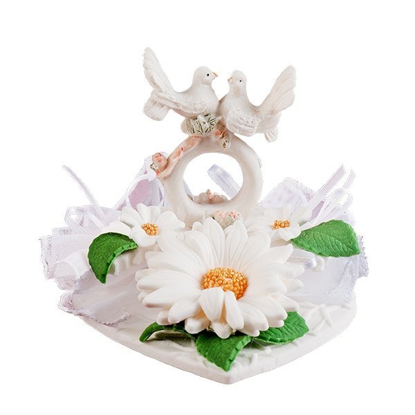 Dekoracja ślubna - Małe gołąbki na obrączce 