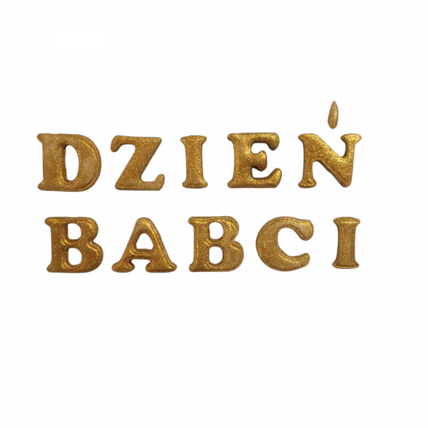 Zestaw Cukrowych Literek - DZIEŃ BABCI | Dekoracja na Torty i Wypieki 5 kompletów