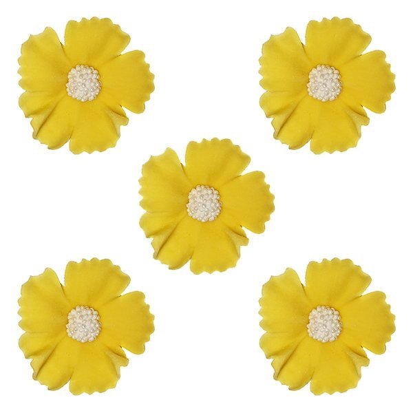 Duże kwiaty cukrowe na tort CHABER 5szt żółte