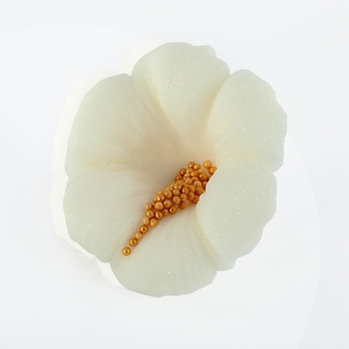 Cukrowy HIBISKUS kwiatek z masy cukrowej - BIAŁY 1szt