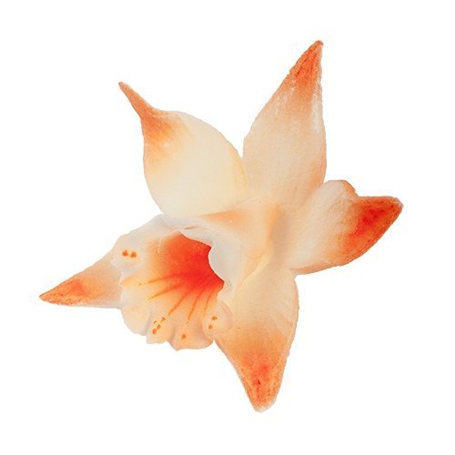 Cukrowa KATLEJA malowana kwiatek z masy cukrowej - 1szt POMARAŃCZOWA