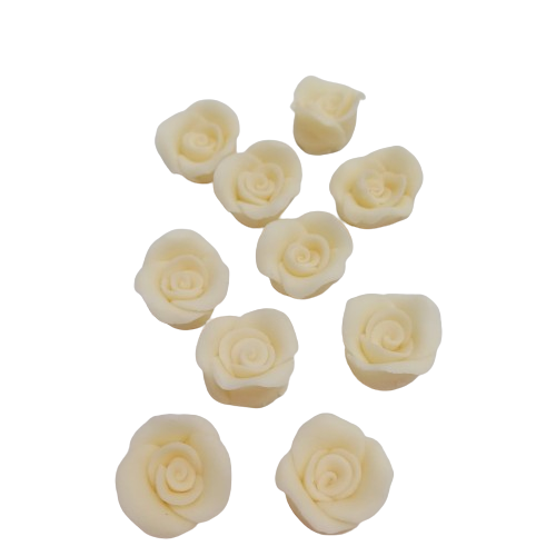 Cukrowe MINI RÓŻE różyczki ecru 10szt 