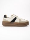 Damskie Sneakersy ALMA BEIGE – Subtelna Platforma i Kontrastowe Akcenty
