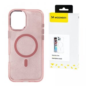 Etui ochronne na Samsung Galaxy S25 Ultra z Mag Safe - różowe z brokatem
