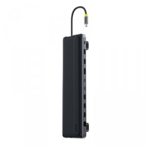 HUB Stacja dokująca 12w1 USB-C HDMI DisplayPort USB-A SD/microSD RJ45 PD - szara