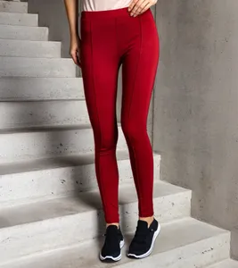 Czerwone legginsy z przeszyciami Hanela