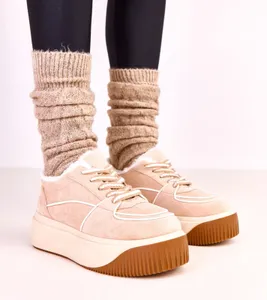 Beżowe sneakersy ocieplane na platformie Vargas