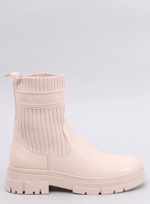 Botki z elastyczną cholewką DEMUS BEIGE