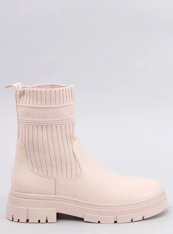 Botki z elastyczną cholewką DEMUS BEIGE