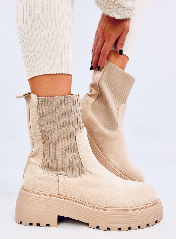 Botki z elastycznym ściągaczem WINTERS BEIGE