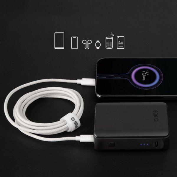 Kabel przewód w oplocie USB-C 60W 1.5m - szary
