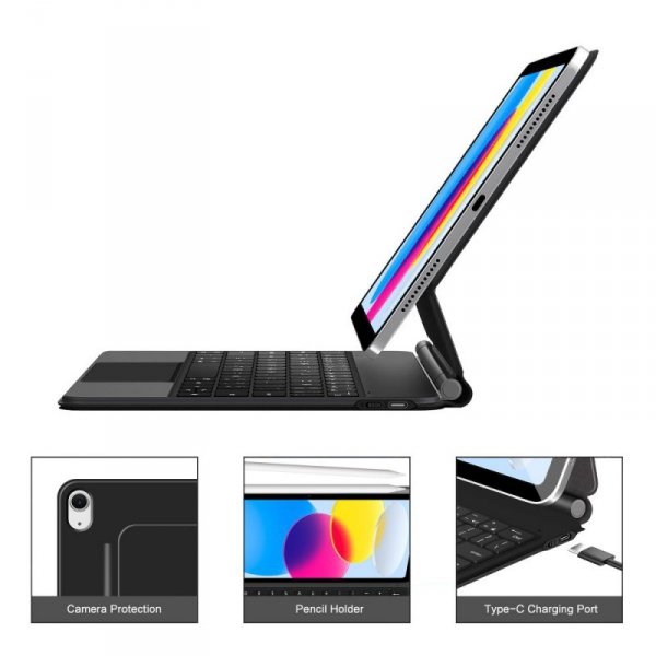 Etui z klawiaturą na iPad 10.9'' 2022 / iPad 11'' 2025 Smartcase Magnetic - czarne