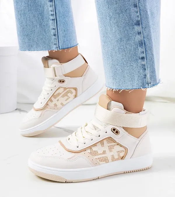 Beżowe sneakersy za kostkę Jeanny