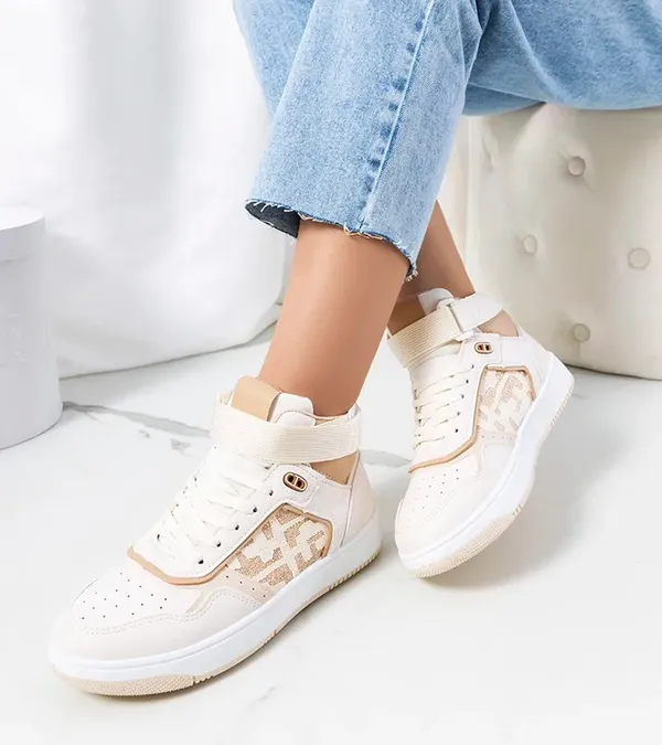 Beżowe sneakersy za kostkę Jeanny