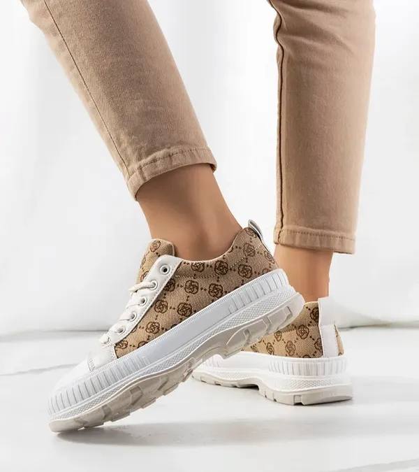 Beżowe sneakersy na platformie Meliko