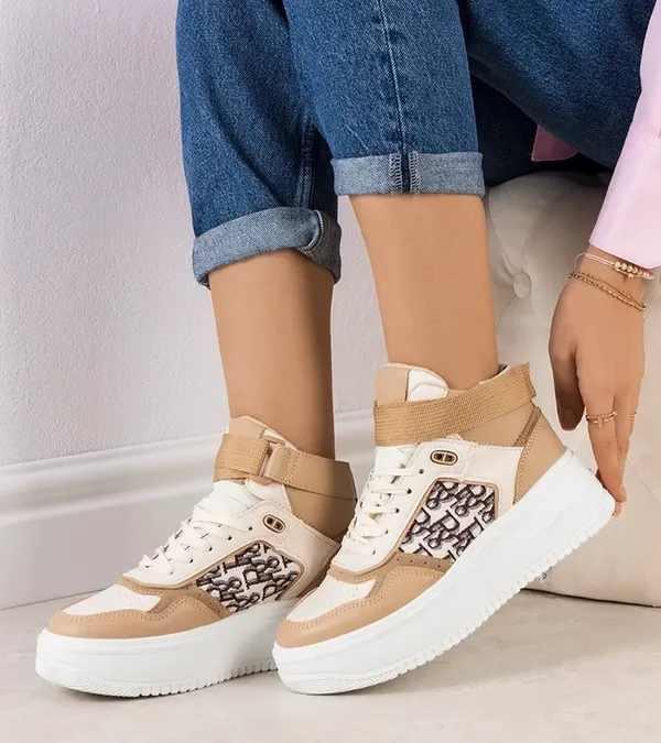 Beżowe wysokie sneakersy za kostkę Adolis