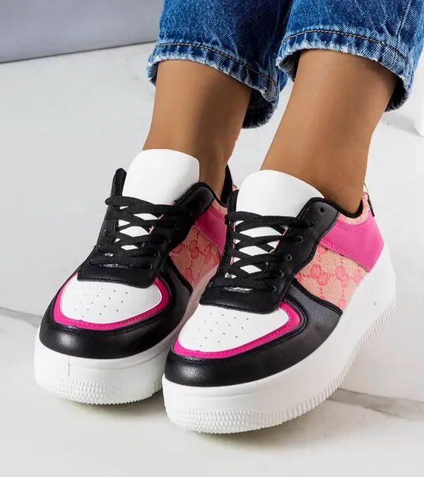 Różowo-czarne sneakersy damskie Luzia
