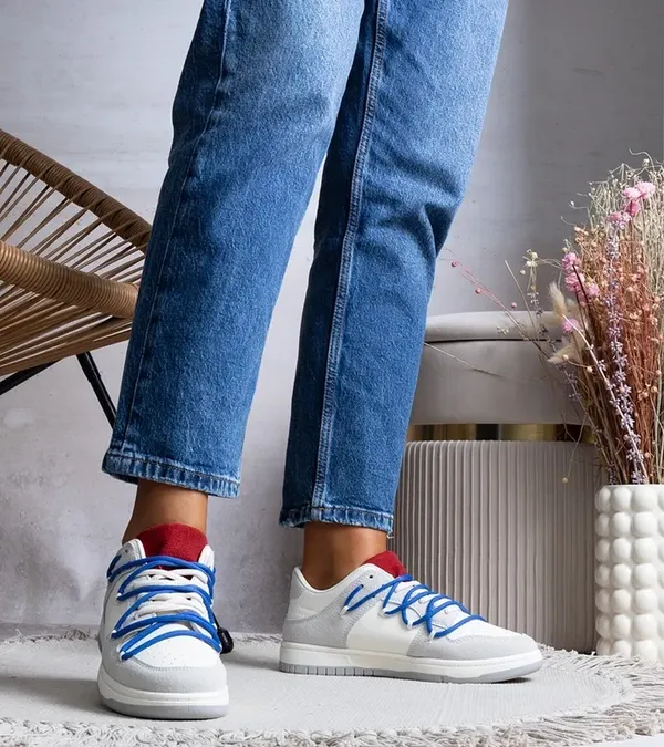 Szare sneakersy damskie trampki sznurówki Arcobaleno