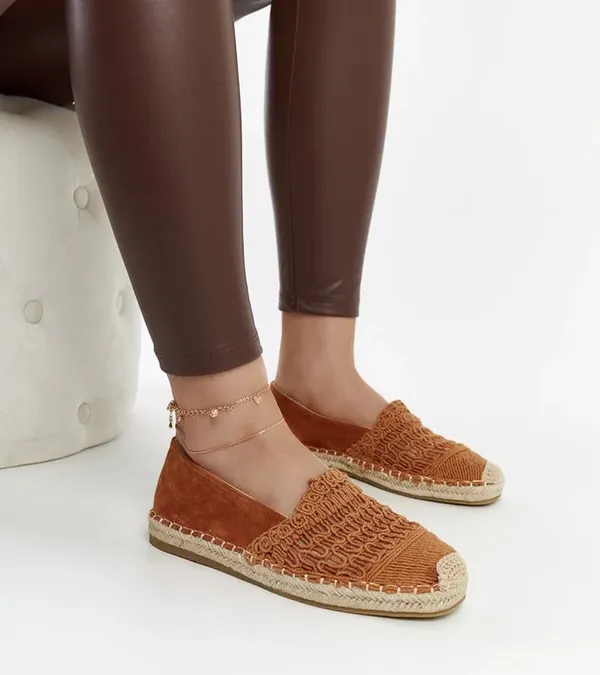 Brązowe ażurowe espadryle Gordana