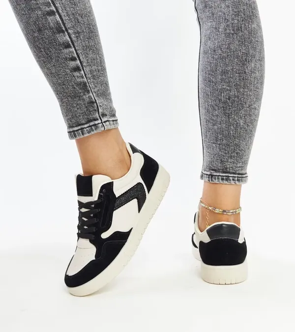 Biało-czarne sneakersy z brokatem Juwan