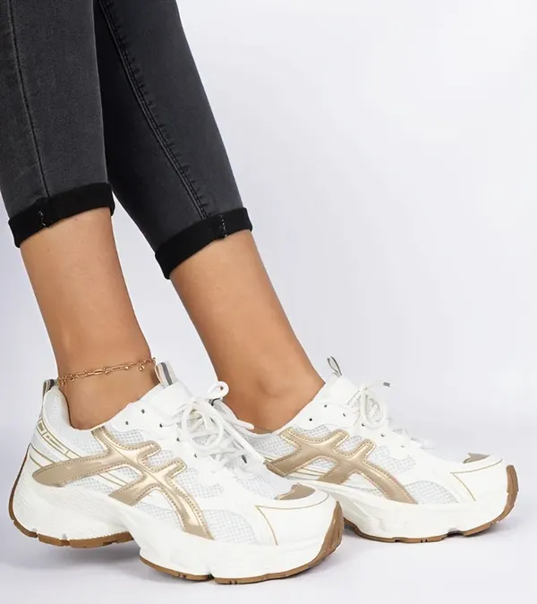 Beżowe sneakersy damskie na masywnej podeszwie Enos