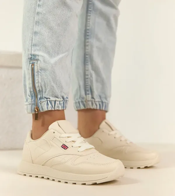 Jasnobeżowe sneakersy casualowe na platformie Élise