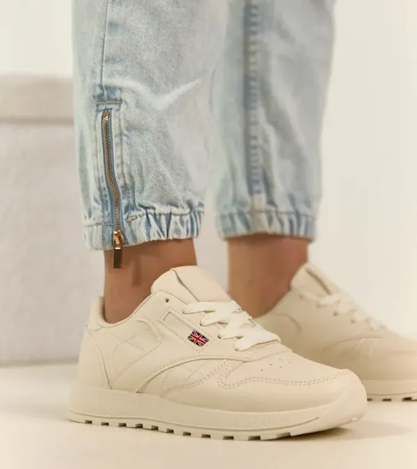 Jasnobeżowe sneakersy casualowe na platformie Élise