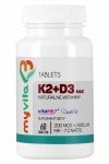 Vitamin K2 MAX 200mcg + D3 2000iu, Myvita, 60 tablets