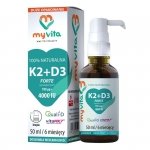 Natural Vitamin K2 MK7 100mcg + D3 4000iu Drops, Myvita, 50ml