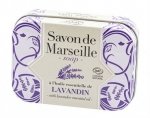 Lavender Marseille Soap Bar in Metal Box, Alepia, 100 g