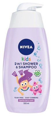 NIVEA Kids Żel do mycia ciała i włosów dla dziewczynek 2w1 o zapachu owocowych żelków 500 ml 