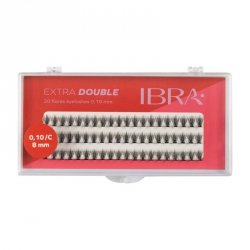 IBRA Kępki rzęs EXTRA DOUBLE skręt C-0.10 - 8mm  1op.