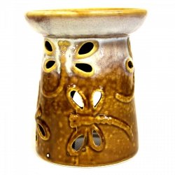 Brown Ceramic Oil Burner - Dragonfly