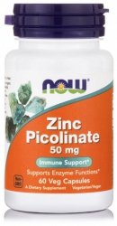 Zinc Picolinate (pikolinian cynku) 50 mg Now Foods, 60 kapsułek