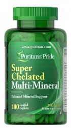 Super Multi Minerały Chelatowane, Puritan's Pride, 100 tabletek
